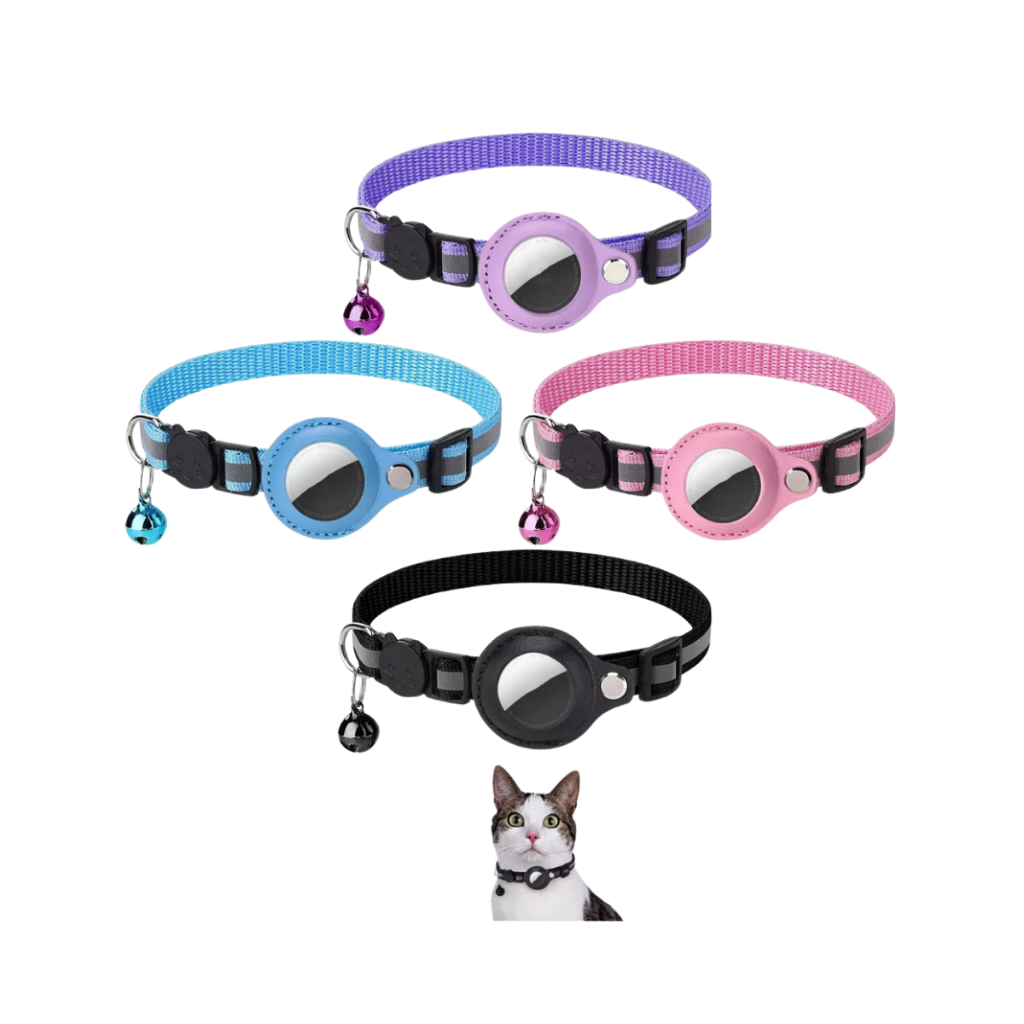 Coleira Com Capa Fixa para Airtag Rastreador Gps Guizo Pet Cães Gatos